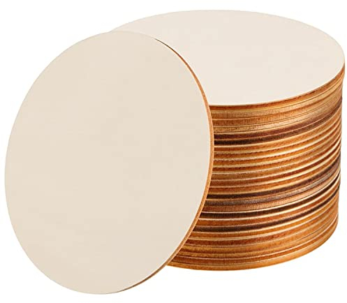 YXHZVON Holzplatten zum Basteln Rund, 50 Stück Unbehandelte Holzstücke 10 cm Durchmesser, 2 mm Dicke, Runde Form, Holzplatten Natur für Weihnachten, Geschenkanhänger, Kinder, DIY-Projekte