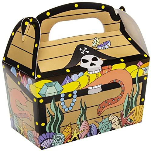 Schatztruhe für Kindergeburtstag, Schatzkiste oder Jausenbox für Piraten Kindergeburtstag, ideale Goodie Box für Piratenparty für Jungen und Mädchen, Lebensmittelecht. (12 Stück)