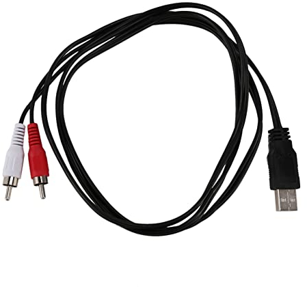 Juwaacoo 1,5 m USB-A-Stecker 2 x RCA Phono-Stecker AV-Kabel, PC-TV-Aux-Audio-Video-Adapter