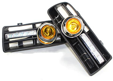 BAKUGO 2 Stück Auto Scheinwerfer Tagfahrlicht Nebelscheinwerfer Für VW Golf MK4 1999-2004,Gelb
