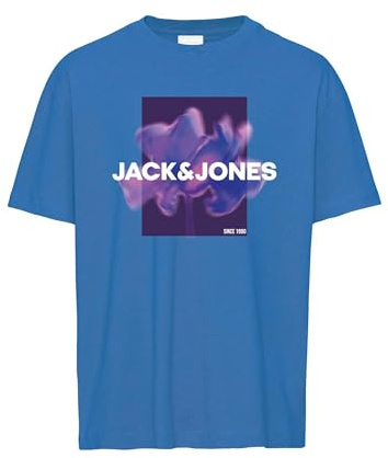JACK & JONES Herren JCOFLORALS Tee SS Crew Neck FST T-Shirt, Pacific Coast,S