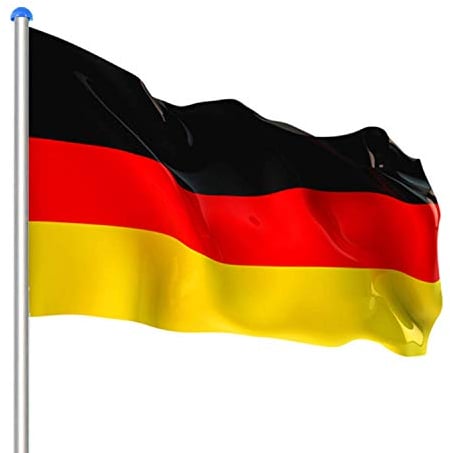 Izrielar Aluminium-Fahnenmast, teleskopischer Allwetter-Fahnenmast, inkl. 150 * 90 cm Deutschlandfahne und Bodenhülse, 11m Hissleine, höhenverstellbarer Mast für Garten und Sportveranstaltungen.