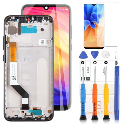 LADYSON Pantalla LCD para Xiaomi Redmi Note 7 Reemplazo Pantalla para Xiaomi Redmi Note 7 Pro LCD Display Digitizer Pantalla Táctil Cristal Panel Asamblea con Herramientas (6.3, Negro con Marco)