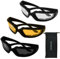 GUODSKHOO Cycling Glasses Mens Sports Sunglasses Windproof Protection Light Night Vision Glasses Stylish Outdoor Motorcycle Glasses for Men Woman 3Pcs (Gray/Clear/Yellow)