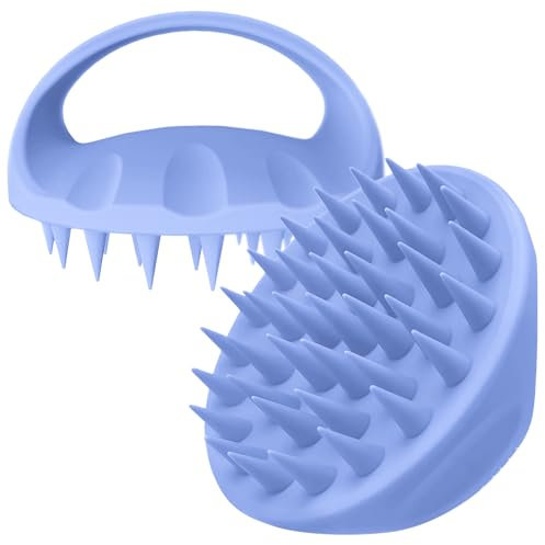 Ithyes brosse massage cuir chevelu massage tete scalp massager masseur cuir chevelu scalp brush brosse shampoing cheveux brosse de soin des cheveux en silicone masseur tete (Bleu violet)