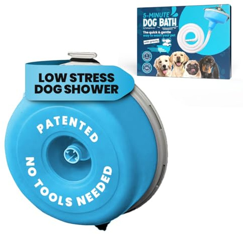 5-MinutePetBath Low Stress Hund Duschaufsatz für Duschkopf, Tragbare Haustier Waschstation, Hund Waschset, Haustier Dusche Aufsatz, Bittersalz Hund Spa, Duschschlauchaufsatz Hundewäsche - Blau