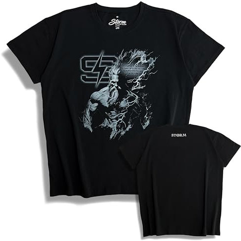 STORM Lifting Club Oversized Graphic T-Shirt, Professional Athletic Shirt, Pump Cover, Breathable and Soft Material, Zeus, Medium