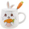 lachineuse - Tasse Lapin, Carotte Appétissante - Collection Bunny - Couvercle Oreilles de Lapin, Cuillère Carotte - Porcelaine, Métal - 425 ML - Café, Thé, Chocolat, Cappuccino - Idée Cadeau Originale