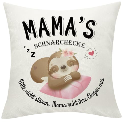 Yamonic Muttertagsgeschenke für Mama,Faultier Kissenbezüge 45x45cm,Geschenk für Mama Faultier Geschenk zum Muttertag Mamas Schnarchecke Geschenk Mama Kissenbezug Muttertag,Geburtstagsgeschenk für Mama