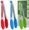 Walfos® Kochzange, Küchenzange 3er 18cm, Grillzange, Zangen Küche mit Silikon Spitze Servierzange, Mehrfarbig(Green, Red, Blue)