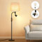 Lampadaire Sur Pied Salon E27 LED 6W avec Lampe de Lecture 5W Angle Réglable, 2700K-3000K Températures Couleur, Beige Abat Jour Lampe sur Pied pour Salon Enfant Chambre Bureau, 165cm, Ampoule Incluse