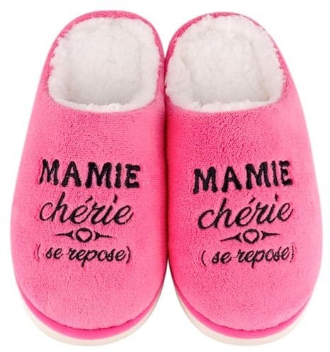 Merclix Chausson Mamie Cadeau Mamie Original Idee Cadeau Grand Mere Anniversaire Cadeau Mamie Noel Idee Cadeau Fete Des Grand Mere Cadeau Pour Mamie, Rose, 40-41
