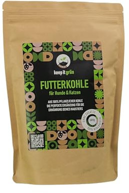 Futterkohle für Hunde (500g) – ohne Zusätze | von keep it grün | perfekte Körnung zur Futterbeigabe | kann Schad- und Giftstoffe binden | rein pflanzlich