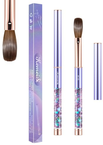 Acrylic Nail Brush Size #16, KEMEISI 100% Pure Kolinsky Nail Art Brushes Sturdy Handle Oval Shaped Acrylic Powder Nail Design Tools for Professional Manicure DIY Home Salon (Purple)
