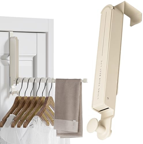 Yuepaikre Türhaken zum Einhängen, 34cm Türgarderobe Klappbar (1, Beige)