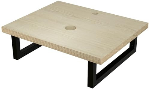 YU YUSING Plan de Toilette Suspendu Meuble sous Lavabo Salle de Bain 60cm, Etagère Mural Ouverte avec 2 Porte-Serviettes, Support de Rangement pour Vasque, Marron Moderne, sans Lavabo