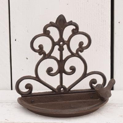 Cast Iron Bronze Bird Bath Feeder Vintage Style Feeding Station Table Seed Feeds Wall Mounted Garden Ornament
