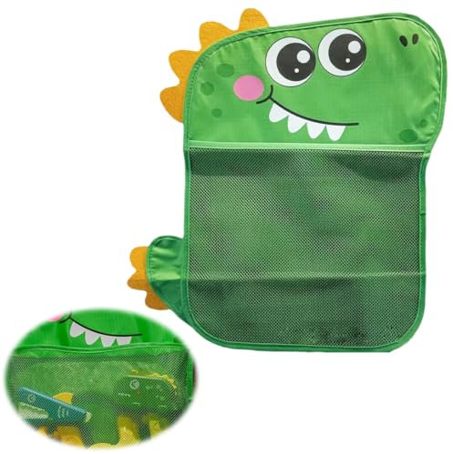 KOLZEMV Badewannenspielzeug Aufbewahrung, Badenetz für Spielzeug,badewannenspielzeug aufbewahrung, badespielzeug, Badespielzeug Aufbewahrung, Badewannennetz für Spielzeug mit 2 Klebehaken（Dinosaurier）