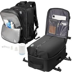 livbote Zaino Sottovuoto Viaggio con pompa sottovuoto, Zaino da Viaggio Aereo Bagaglio a Mano Ryanair 40x20x25 Zaini Airbag Borsa da Cabina per Donna Uomo - Nero