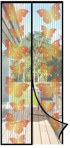Sekey Fliegengitter Balkontür Magnet, Insektenschutz Tür 90x210 cm, Ohne Bohren, Stärkere Magneten als beim Klassik, Lichtdurchlässig, Reißfest, Wetterfest, Langlebig, 4cm Klettband Oben, Schwarz