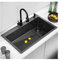 Fregadero de cocina cuadrado de acero inoxidable hecho a mano de 28 pulgadas, lavabo individual para verduras con función de lavavajillas integrada, fregadero doméstico para cocina (plateado, 54 x 39