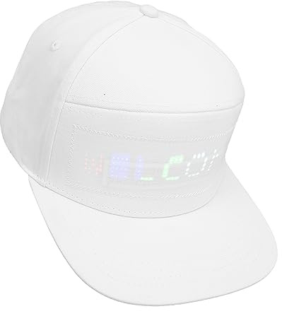 LED -Hüte, Bluetooth -editable Baseballkappen mit Abnehmbarem LED -Display -Bildschirm, Verstellbarer Neuheit Hut für Party Weihnachten Halloween (White)