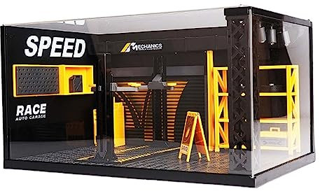 1:24 Voiture Garage Diorama Modèle DIY Jouets Scène pour Bureau Maison Micro Paysage avec Planche, avec 3 Feuilles Acrylique