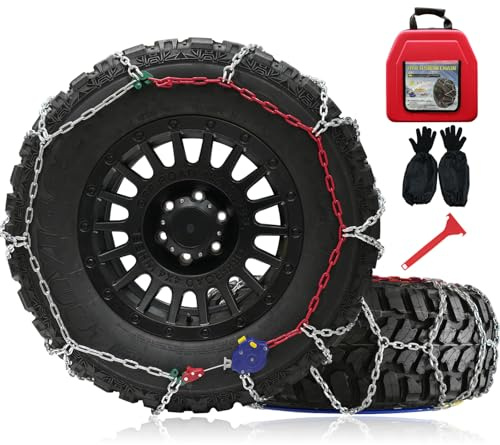 Catene da neve a fissaggio automatico, 2 pezzi x 12 mm, 1 minuto di installazione rapida con tenditore automatico, catena di trazione per pneumatici di emergenza per pick-up e SUV fuoristrada (HYR-A)