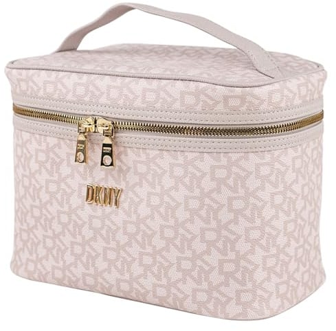 DKNY - Kulturbeutel Reise Damen Herren Wasserdicht Groß Hängend mit Fächern Waschtasche Organisator für Kosmetik und Hygieneartikel, Beig