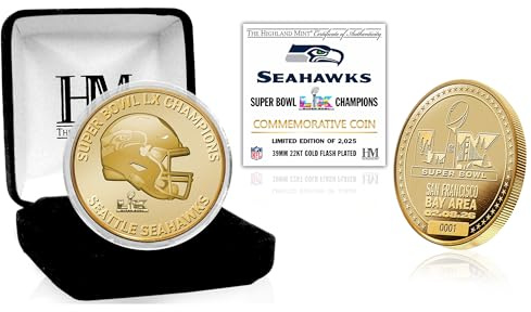 Highland Mint Seattle Seahawks Super Bowl LX Champions Gold Plated Coin