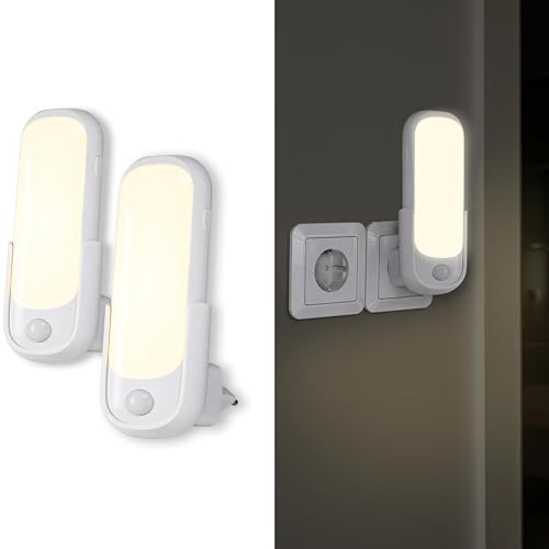 Northpoint LED Orientierungsleuchte mit Bewegungsmelder – Nachtlicht mit Induktionsladung, Taschenlampenfunktion, Dämmerungssensor & Notlicht – auch als mobile Taschenlampe nutzbar (Oval 2er-Set)