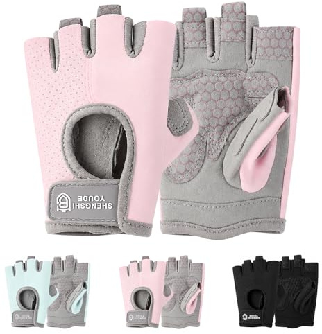 Gants De Sport pour Enfants 9-13 Ans, Gants de Vélo sans Doigts, Rose, M