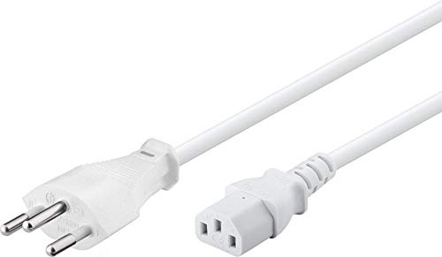 Goobay 94015 Netzanschlusskabel Schweiz, 2 m, Weiß - Schweiz-Stecker (Typ J, SEV 1011) > Gerätebuchse C13 (Kaltgeräteanschluss)
