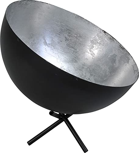 Licht-Erlebnisse Industrie Tischlampe Grau Metall Ø30cm Innenschirm Silber Handarbeit Wohnzimmer Schreibtischleuchte