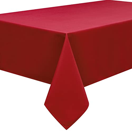 HomeDirectIE Extra Large Easy-Care Quality Rectangular Fabric Tablecloth Table Cover 140x240cm 55x94 (Dark Red)