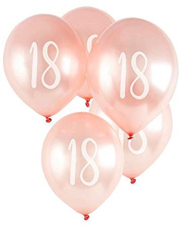 CLUB GREEN 5 Rose Gold Number 18 Balloons, 2 x 13.7 cm