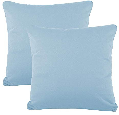 CelinaTex BeNature Kissenbezug Doppelpack 40 x 40 cm Aqua blau Baumwolle Dekokissen Bezug Jersey