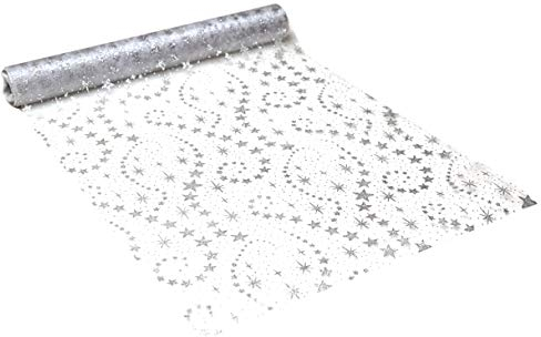 khevga 5 Meter Tischläufer Tischband Tischrolle Organza Weihnachten in Gold Silber 5 Meter x 0.36 m