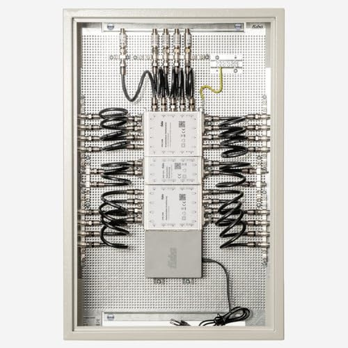 Fuba FMP 520 SL Multischalter-Paneel | Multischalter 20 Teilnehmer, EIN Satellit, komplett vormontiert im Montageschrank - mit Erdung, Potentialausgleich und Überspannungsschutz, EN/VDE-konform