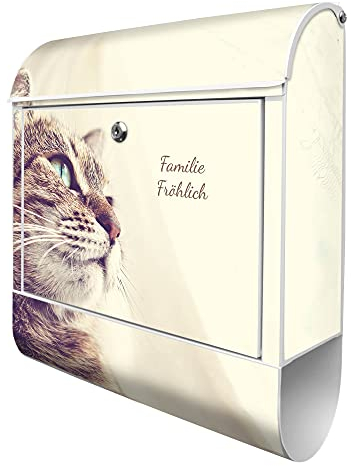 banjado® Design Briefkasten personalisiert mit Holgerson 38,5x46,5x13cm & 2 Schlüssel - Briefkasten Stahl weiß mit Zeitungsfach pulverbeschichtet - Postkasten A4 Einwurf inkl. Montagematerial