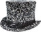 Orlob Zylinder Pailletten Karneval Fasching Silber - Karnevalshut - Zylinder - Silber - Unisex-Erwachsene - Männlich