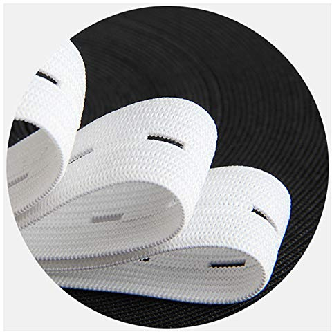 25 Metros/Cinta Elástica con Ojales para Costura, Elige Color y Grosor, Goma Elástica para Coser, Elástico para Ropa y Manualidades, Elástico de Costura, Blanco, (25 m x 20 mm)