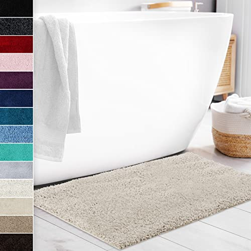 Floordirekt Badematte Sky Soft | Eckig & Rund | Badezimmerteppich | Extra flauschig | rutschfest & Schnell trocknend | Viele Farben & Größen (70 x 120 cm, Creme)