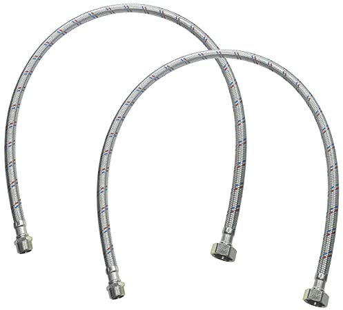 AERZETIX - C51093 - Lot de 2 Flexibles d'alimentation 800mm 1/2'' femelle - 3/8'' mâle - tuyau de raccordement flexible - raccords flexibles/sanitaire pour robinetterie/salle de bain/cuisine/cumulus