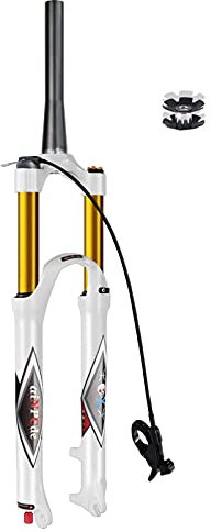 aiNPCde 26 27.5 29 Pouces Vélo Fourche Avant VTT Air Blanche, Ultra-léger Ajustement du Rebond FO01-RK21 Tube Droit/Conique Vélo de Montagne Fourche à Suspension Voyager 140mm