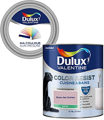 Ma Couleur Sur-Mesure par Dulux Valentine – Peinture Intérieure Murs, Plafonds, Boiseries - Palette expressive, Cuisine & Bain Satin, Rose Des Sables , 0,75 L