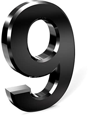 Fox·Bunny 3 Inch 3D Modern Black Door Numbers, Self Adhesive House Numbers Plaques, Mailbox Numbers (9)