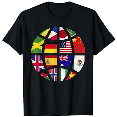 Internationale Flaggen Globus Weltreise Reisen Flaggen T-Shirt