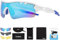 Liekkas Polarisierte Sportbrille für Herren Damen Photochromisch mit 3 austauschbaren Gläsern für Laufen Angeln Mountainbike Radbrille, weiß/blau, One size