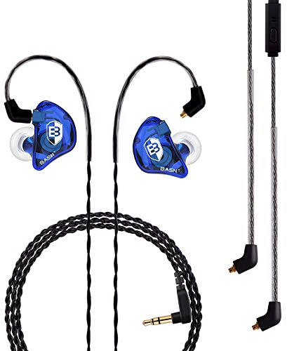 BASN Bsinger PRO - Monitor in-ear per musicisti, due cavi MMCX rimovibili con cancellazione del rumore (blu)